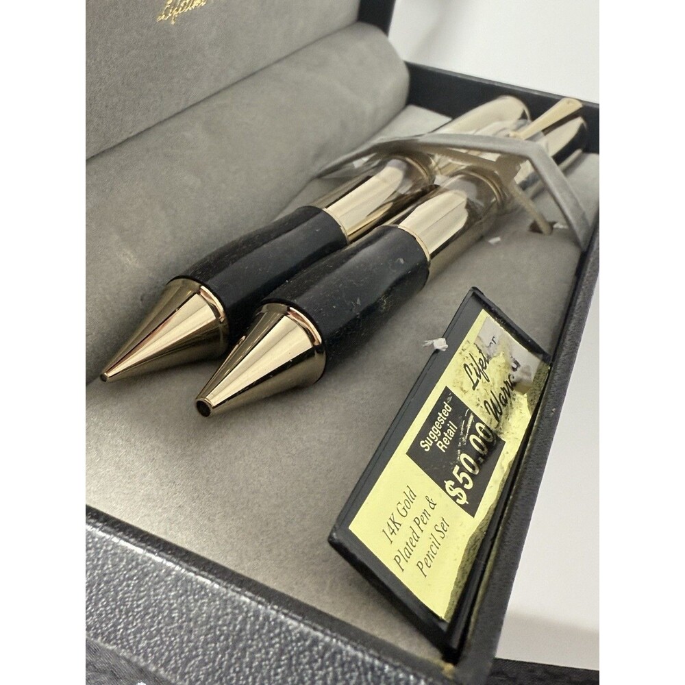Pierre Cardin 14K Gold Plated Pen and Pencil Set Rubber Grip New Beautiful - Picture 3 of 11